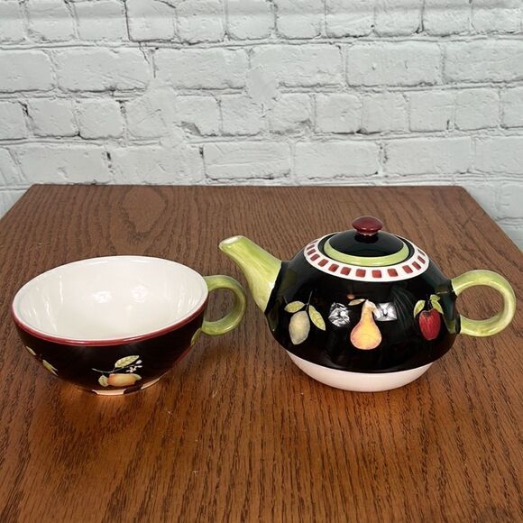 Debbie Mumm classic fruit bowl bowls Tea Pot & Cup coordinated Set EUC - Picture 4 of 8